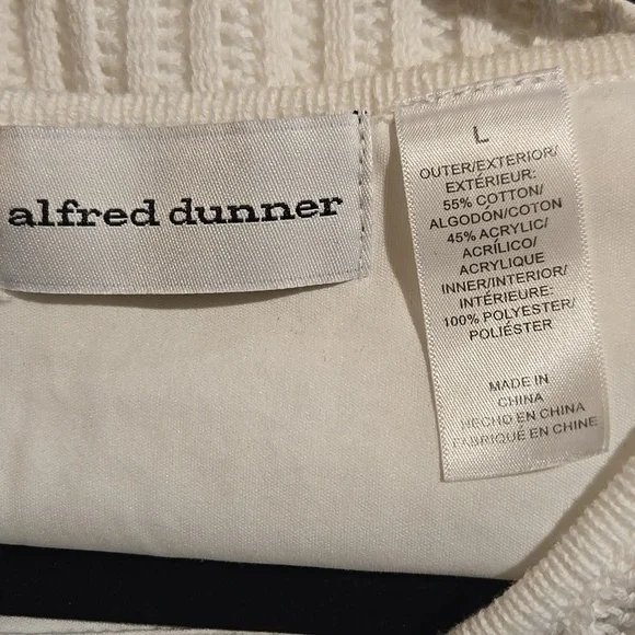 Alfred Dunner White Long Sleeve Cable Knit Sweater Size L - Picture 11 of 11